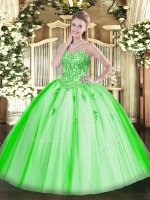 Tulle Lace Up Sweet 16 Dresses Sleeveless Floor Length Appliques
