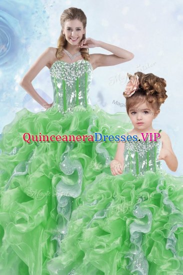 Sequins Floor Length Green Quinceanera Dress Sweetheart Sleeveless Lace Up - Click Image to Close