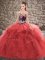 Fabulous Red Ball Gowns Beading and Embroidery 15 Quinceanera Dress Lace Up Tulle Sleeveless Floor Length