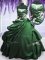 Dark Green Sleeveless Floor Length Appliques and Pick Ups Lace Up Ball Gown Prom Dress