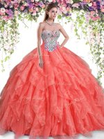 Charming Sleeveless Lace Up Floor Length Beading and Ruffles 15th Birthday Dress