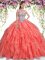 Charming Sleeveless Lace Up Floor Length Beading and Ruffles 15th Birthday Dress