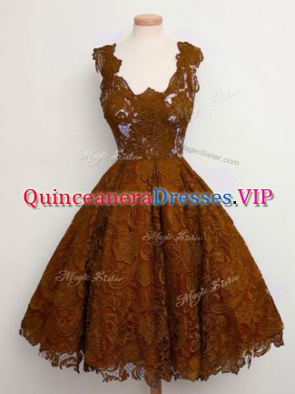 Lace Sleeveless Knee Length Court Dresses for Sweet 16 and Lace