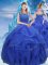 Graceful Royal Blue Lace Up Quinceanera Dress Ruffles and Sequins Sleeveless Floor Length