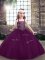Eggplant Purple Sleeveless Beading Floor Length Girls Pageant Dresses