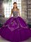 Fashionable Sleeveless Tulle Floor Length Lace Up Sweet 16 Quinceanera Dress in Purple with Beading and Embroidery