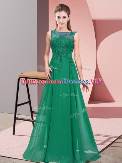 Smart Dark Green Damas Dress Wedding Party with Beading and Appliques Scoop Sleeveless Zipper - Click Image to Close