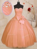 Floor Length Orange Sweet 16 Dress Sweetheart Sleeveless Lace Up