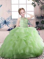 Sleeveless Tulle Zipper Kids Pageant Dress for Party and Sweet 16 and Wedding Party
