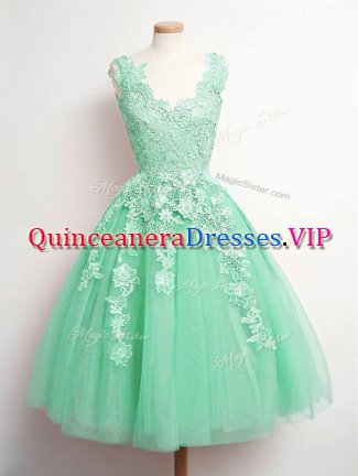 Fantastic Sleeveless Lace Up Knee Length Lace Quinceanera Court of Honor Dress