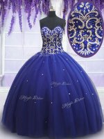Spectacular Sequins Ball Gowns Sleeveless Royal Blue Military Ball Gown Lace Up(SKU PSSW0108BIZ)