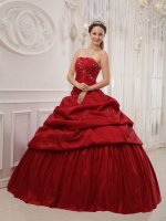 Tiffany & Co Dramatic Ruffles Decorate Wine Red Quinceanera Dress In Clive Iowa/IA[QDZY383-HBIZ]