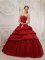 Dramatic Ruffles Decorate Wine Red Quinceanera Dress In Clive Iowa/IA