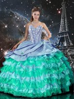 Captivating Multi-color Sleeveless Beading and Ruffles Floor Length Sweet 16 Dresses