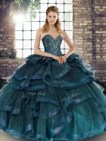 Great Floor Length Ball Gowns Sleeveless Teal 15th Birthday Dress Lace Up(SKU SJQDDT2131002-10BIZ)