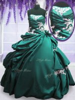 Strapless Sleeveless Taffeta Sweet 16 Quinceanera Dress Appliques and Pick Ups Lace Up