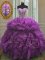 Fantastic Purple Ball Gowns Beading and Ruffles Military Ball Dresses For Women Lace Up Organza Sleeveless Floor Length