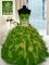 Olive Green Sweetheart Lace Up Beading and Ruffles 15th Birthday Dress Sleeveless