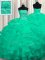 Customized Sweep Train Turquoise Ball Gowns Beading and Ruffles Sweet 16 Quinceanera Dress Lace Up Organza Sleeveless