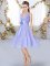 Custom Made Sleeveless Chiffon Knee Length Lace Up Quinceanera Dama Dress in Lavender with Hand Made Flower