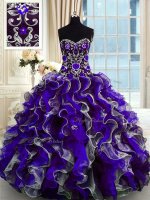 Glorious Floor Length Multi-color Sweet 16 Quinceanera Dress Organza Sleeveless Beading and Ruffles(SKU PSSW0331-3BIZ)