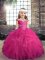 Beading and Ruffles Little Girl Pageant Gowns Fuchsia Lace Up Sleeveless Floor Length