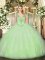 Organza V-neck Sleeveless Lace Up Beading and Ruffles Sweet 16 Quinceanera Dress in Yellow Green