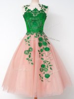 Pink Lace Up Straps Appliques Quinceanera Court Dresses Tulle Sleeveless