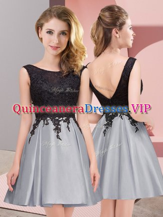 Grey Dama Dress Wedding Party with Lace Scoop Sleeveless Zipper