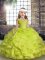 Yellow Green Lace Up Pageant Dress Toddler Beading and Ruffles and Ruching Sleeveless Floor Length