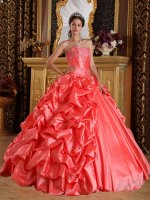 Tiffany & Co Waukon Iowa/IA Stylish Orange Red Emboridery and Beading Sweet 16 Dress With Sweetheart Strapless Taffeta[QDZY265-ABIZ]