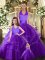 Purple Sleeveless Tulle Lace Up Sweet 16 Quinceanera Dress for Sweet 16 and Quinceanera