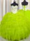 Yellow Green Ball Gowns Beading and Ruffles Sweet 16 Dress Lace Up Tulle Sleeveless Floor Length