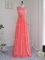 New Style Watermelon Red Empire Lace Quinceanera Court Dresses Zipper Chiffon Sleeveless Floor Length