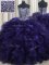 Purple Sweetheart Neckline Beading and Ruffles Vestidos de Quinceanera Sleeveless Lace Up