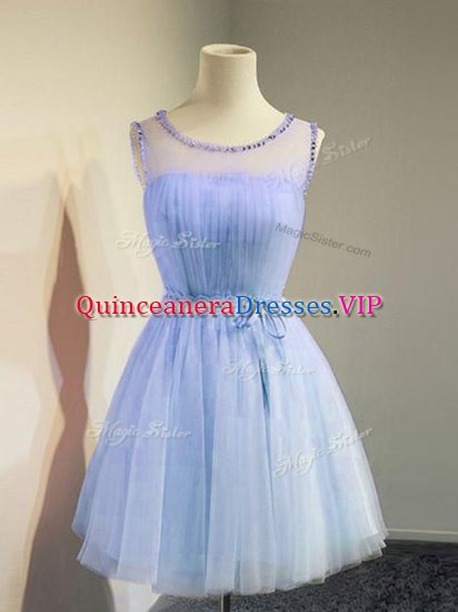 Stylish Lavender Scoop Lace Up Belt Quinceanera Dama Dress Sleeveless - Click Image to Close