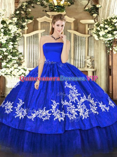 Lovely Royal Blue Sleeveless Embroidery Floor Length Quinceanera Gown - Click Image to Close