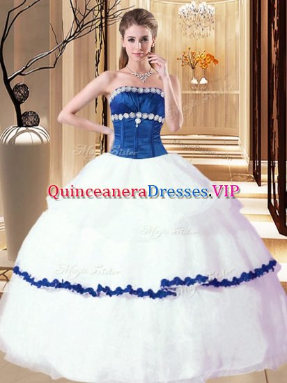 Sleeveless Floor Length Beading Lace Up Custom Made with White - Click Image to Close