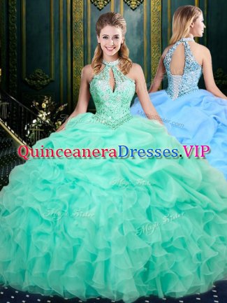 Admirable Sleeveless Beading and Ruffles and Pick Ups Lace Up Quinceanera Gown