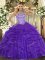 New Style Halter Top Sleeveless Lace Up Vestidos de Quinceanera Purple Organza