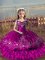 Fuchsia Lace Up High School Pageant Dress Embroidery and Ruffled Layers Sleeveless Floor Length