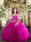 Floor Length Ball Gowns Sleeveless Fuchsia Little Girl Pageant Dress Lace Up