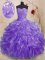 Sweetheart Sleeveless Vestidos de Quinceanera Floor Length Beading and Ruffles Lavender Organza