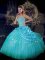 Decent Blue Ball Gowns Beading and Pick Ups Vestidos de Quinceanera Lace Up Taffeta and Tulle Sleeveless Floor Length