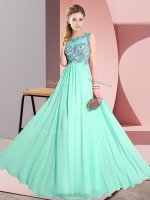 Apple Green Sleeveless Chiffon Backless Court Dresses for Sweet 16 for Wedding Party