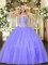 Modest Lavender Lace Up Sweetheart Beading Ball Gown Prom Dress Tulle Sleeveless