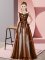 Scoop Sleeveless Zipper Quinceanera Court Dresses Brown Tulle