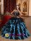 Black and Sky Blue Exclusive For Greater Santo Domingo Dominican Republic Quinceanera Dress Sweetheart Organza Beading Stylish Ball Gown