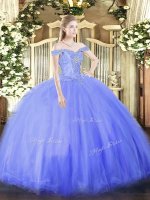 New Style Sleeveless Tulle Floor Length Lace Up Quinceanera Gowns in Blue with Beading(SKU SJQDDT1537002-2BIZ)