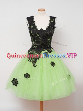Knee Length Zipper Vestidos de Damas for Prom and Party and Wedding Party with Appliques